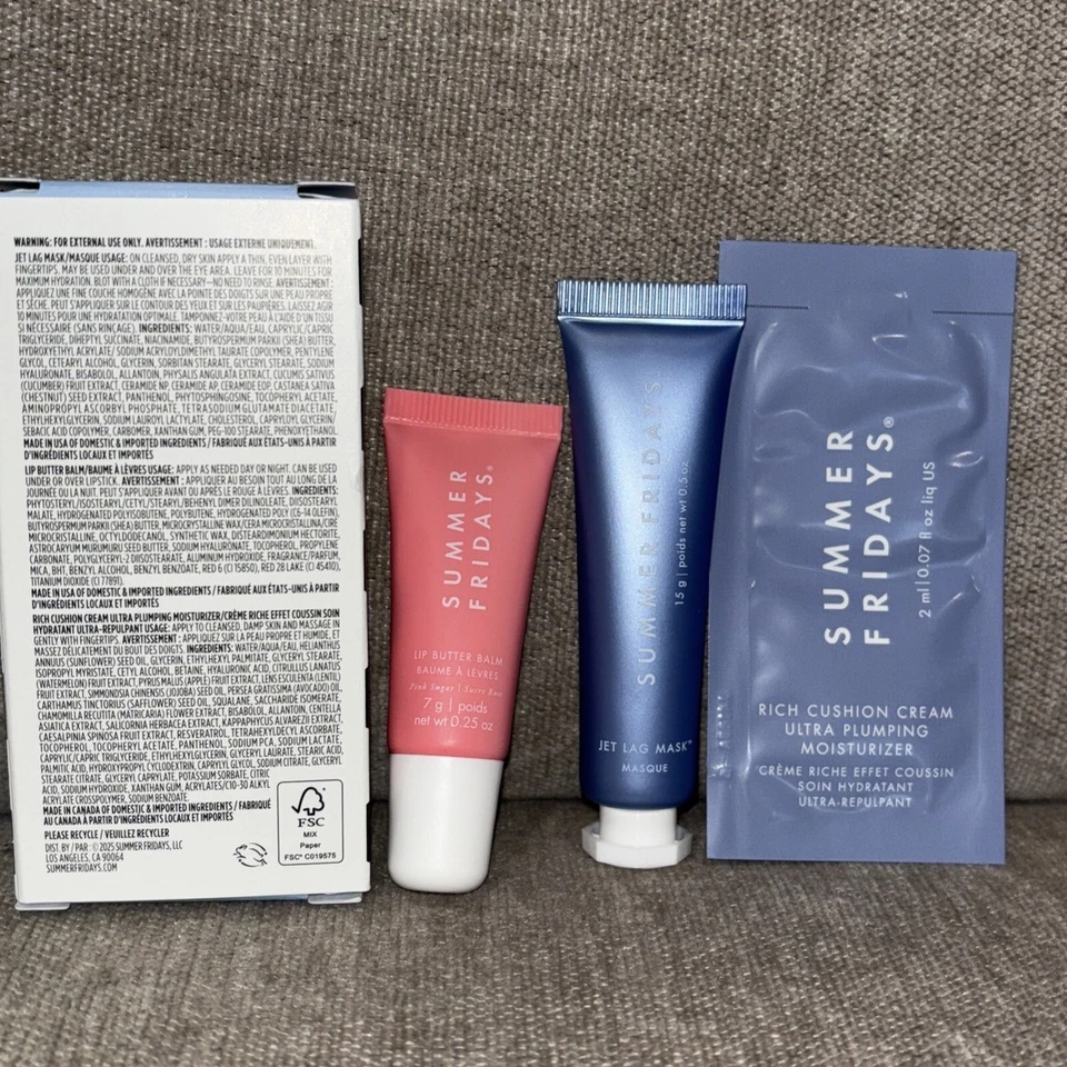 Sephora Beauty Insider Set SUMMER FRIDAY Jet Lag Mask & Lip Butter Balm New NIB - Image 2 of 2