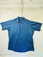 Stafford Dress Shirt Mens Size 17 Blue Short Sleeve Easy Care Broadcloth