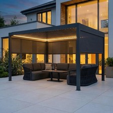 Harbour Lifestyle PergoSTET Plus 3m x 4m with 3 Side Blinds + LED Lighting Grey