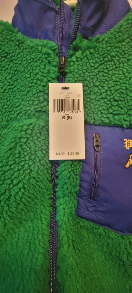 Chaqueta híbrida Ralph Lauren Teddy Fleece niños talla pequeña verde y azul Foto 4 de 4
