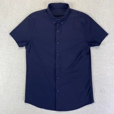 Under 510 Shirt Mens Medium Navy Blue Short Sleeve Button Down Stretch Nylon