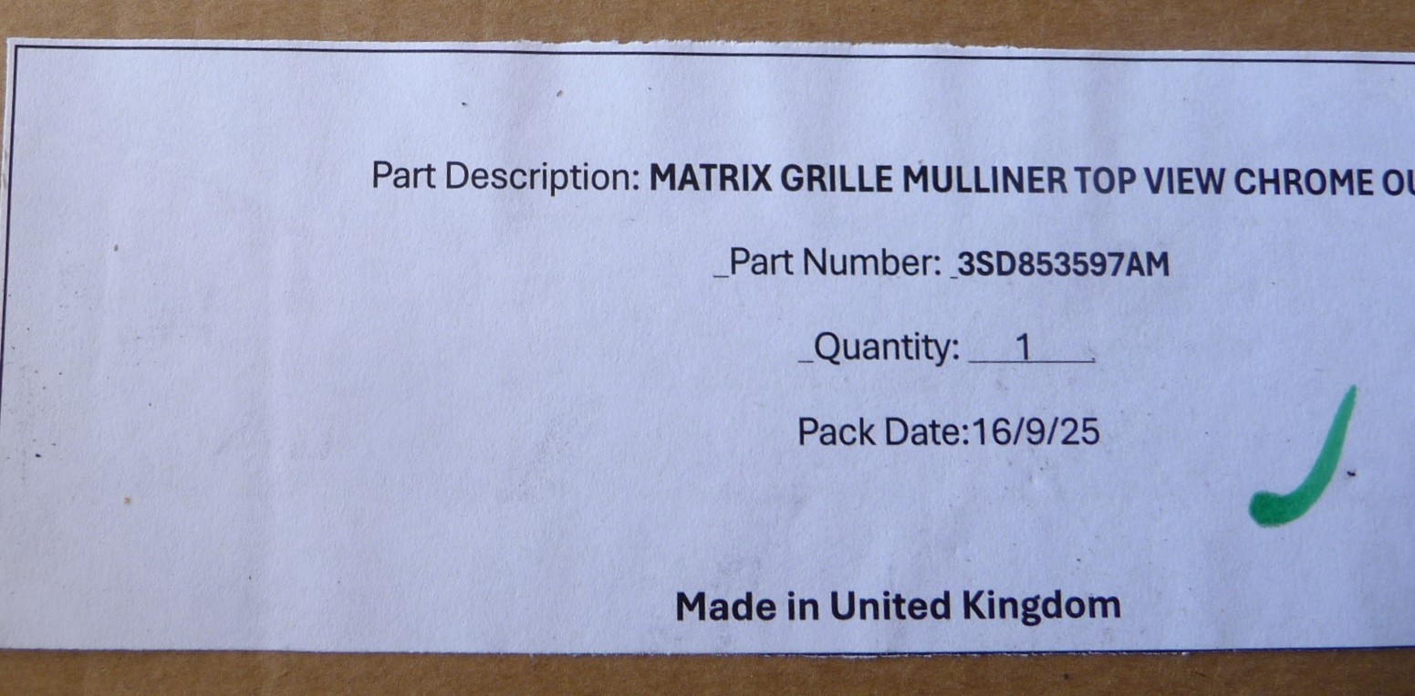 2019-2024 Bentley Continental GT GTC Front Matrix Grille w/Camera 3SD853597AM OE