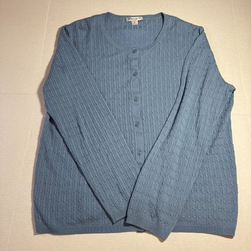 Pendleton Merino Wool Cable Knit Sweater Size XL Cardigan Light Blue
