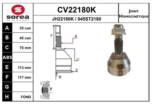 Tête de cardan pour Fiat Ducato 2.8 JTD 4x4 et d'origine mécanique avant transmission