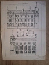 Antique Architectural Lithograph . C1885. Indian Institute.  Oxford 