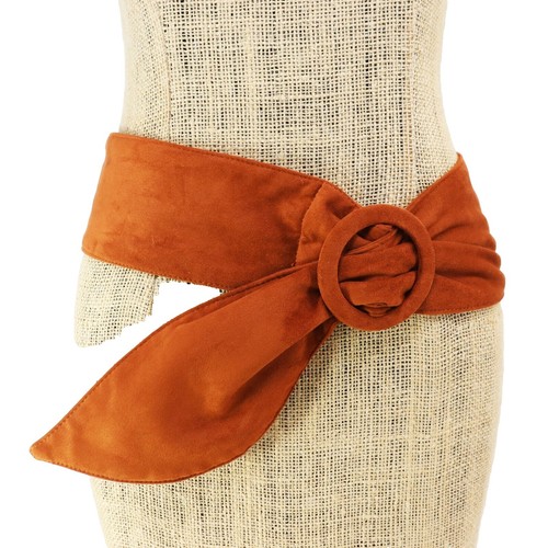 Womens Leather Suede Belt Brown Waist Belt for Casual Dress  display picture 1