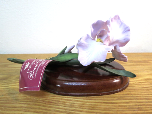 Scultura Vintage Homco Capolavoro Mizuno Viola Iris Osso Cina Fiori Arte 8"