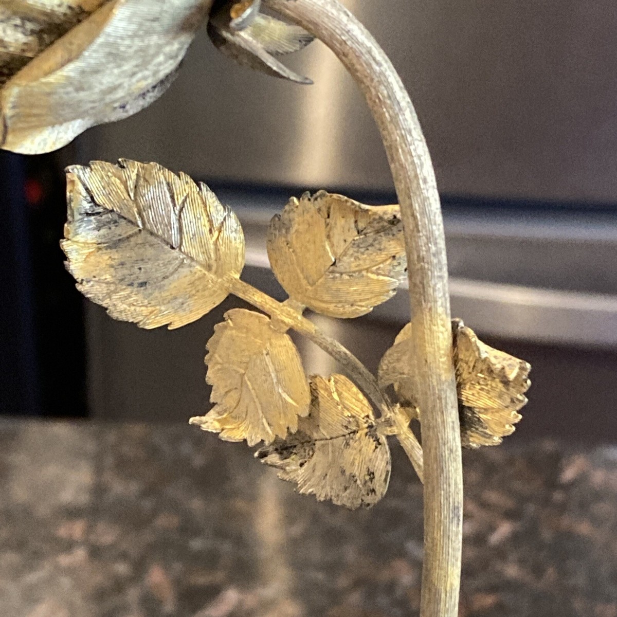 VINTAGE MID-CENTURY TIFFANY & CO GILDED STERLING ROSE & BUD