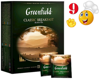 9 PACK Greenfield Black Tea CLASSIC BREAKFAST 900 Tea Bags Made Russia RF NO GMO