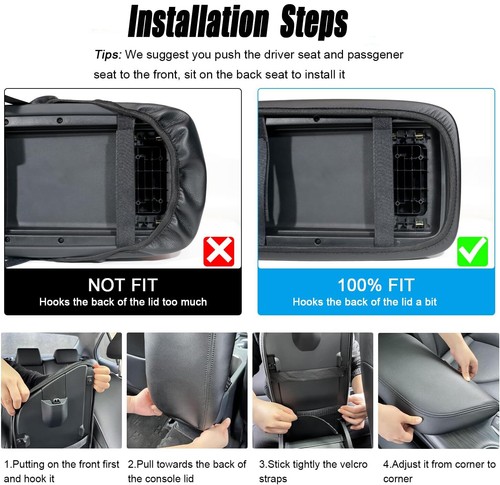 Custom Fit For 2018-2024 Toyota Camry Leather Center Console Armrest Cover Black - Picture 11 of 11
