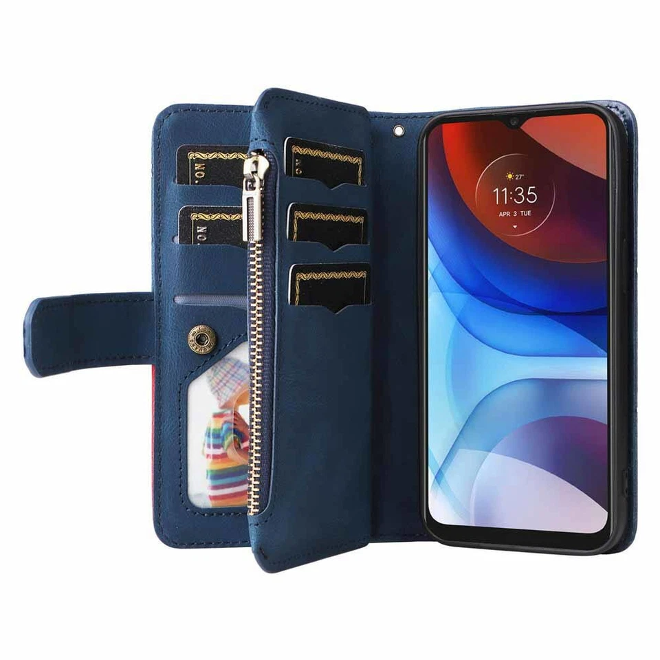 For Motorola Moto G Power 2021 G Play G20 Wallet Card Holder Leather Case Cover - Image 4 of 4