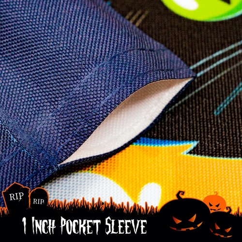 Bandera Jardín Halloween Otoño Decoración Gato Negro Murciélagos y Fantasmas 12"x18" Hogar - Imagen 3 de 7