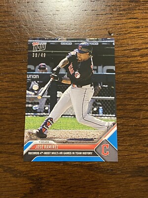 Jose Ramirez 4th Most Multi HR Games 2023 MLB TOPPS NOW 637 Blue Parallel /49