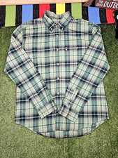 Buffalo jackson men flannel button up shirt western outdoor plaid green size L