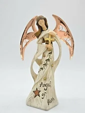 Roman Inc. Angel Figurine - Angel of Faith - Metal Wings - 8" Tall