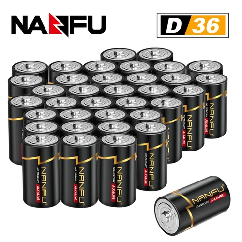 NANFU Alkaline D Cell Batteries, Non-Rechargeab 36 Count Alkaline Batteries