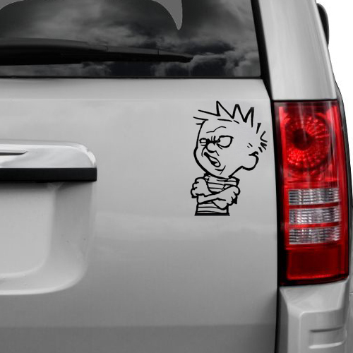 Autocollant autocollant de mauvaise humeur Calvin & Hobbes pour Macbook ordinateur portable fenêtre de voiture camion SUV - Photo 1 sur 5