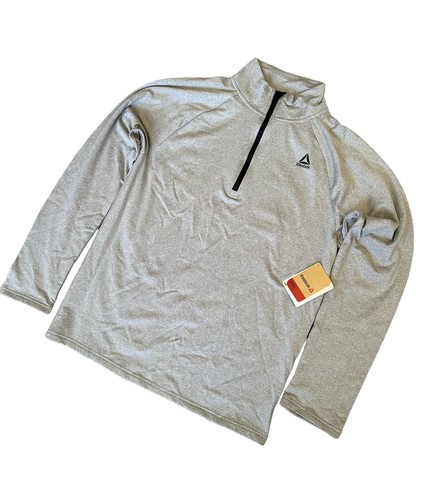 Reebok Slim Light Weight 1/4 Zip Mock Neck Grey Heather Jacket Size Medium New - Picture 2 of 7