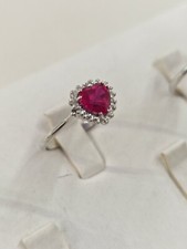 SCONTO -50% Anello cuore oro bianco 18ct con RUBINO 0.70 ct e DIAMANTI 0.20