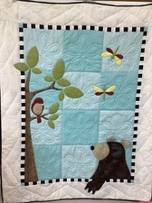 Buddy Bear Applique Quilt 41x51 Hand-stitched