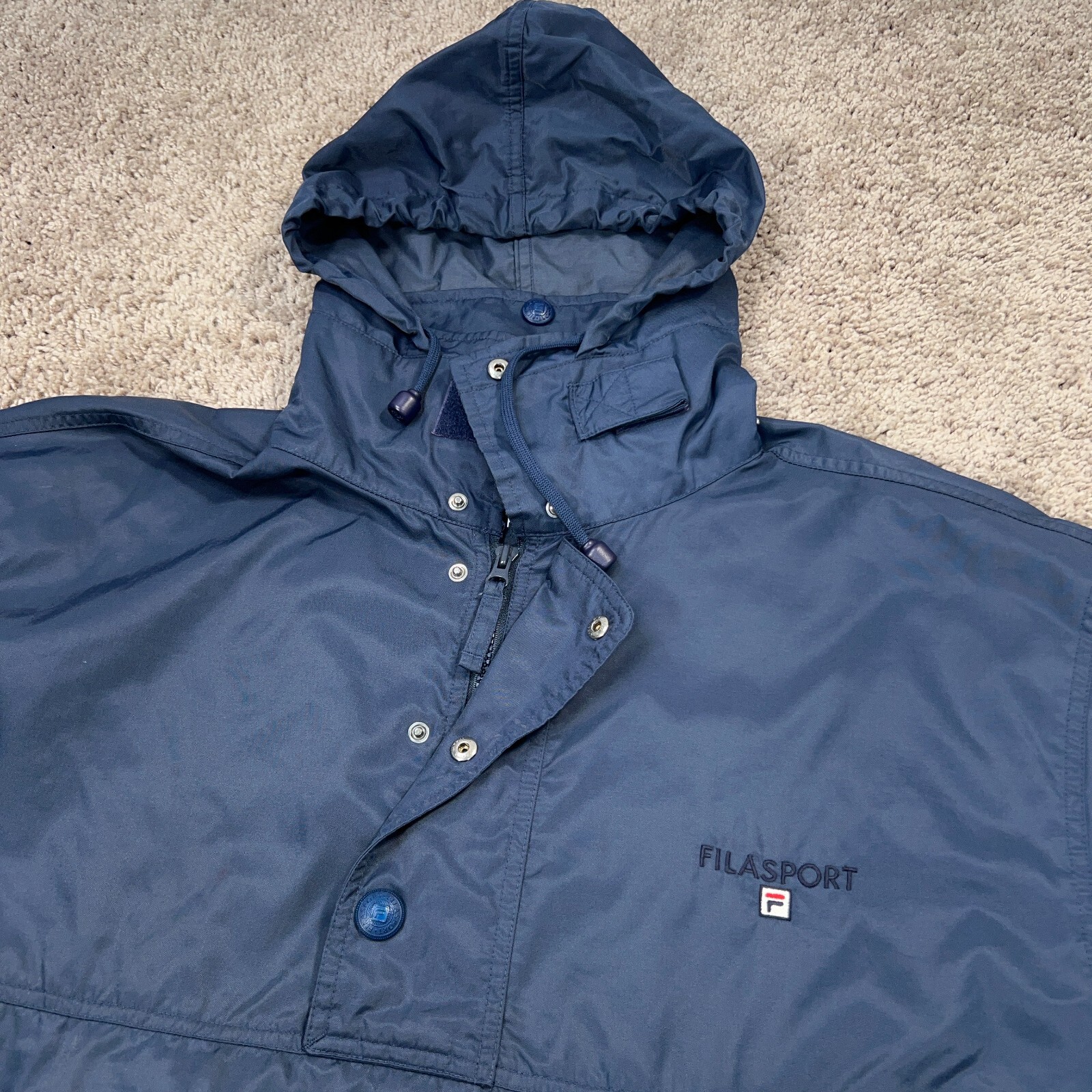 Giacca a vento Fila Sport uomo XL blu con cappuccio pullover giacca performance anorak