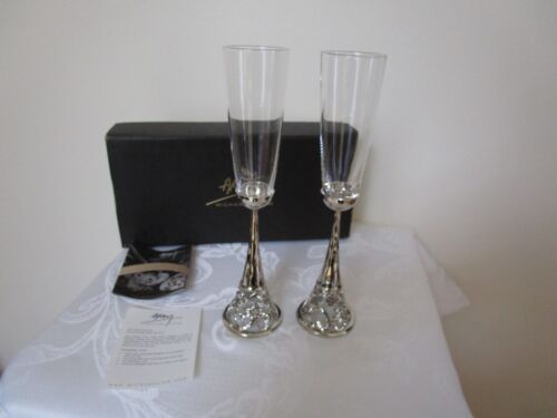 Michael Aram Heart Toasting Champagne Flutes Pair 10 3/8´´ Tall Original Box