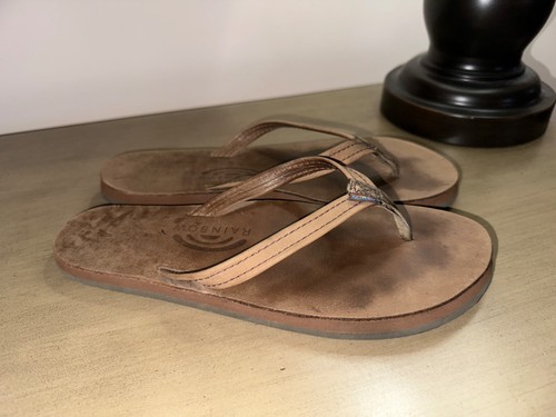 RAINBOW W's Premier Leather Single Layer 1/2" strap flip flops sandals L Brown - Imagen 3 de 6