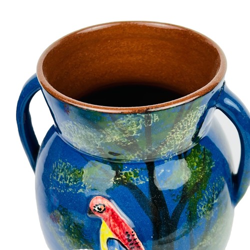 Jarrón de cerámica esmaltada con sal Torquay relieve de aves Inglaterra pintado a mano años 30 - Imagen 3 de 13
