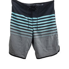 Mossimo Supply Co Men's Swim Trunks Sz 34 Grey Blue Striped Back Pocket