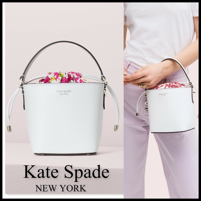 NWT Kate Spade Small Bucket Pippa Bag PXRUA294 Optic White Multi | eBay