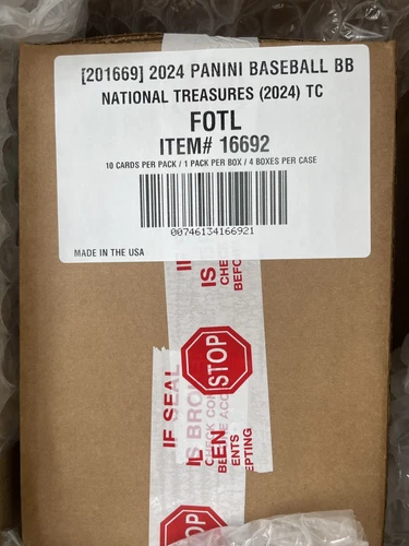 2024 Panini National Treasures Baseball FOTL Hobby Box - Sealed Case of 4