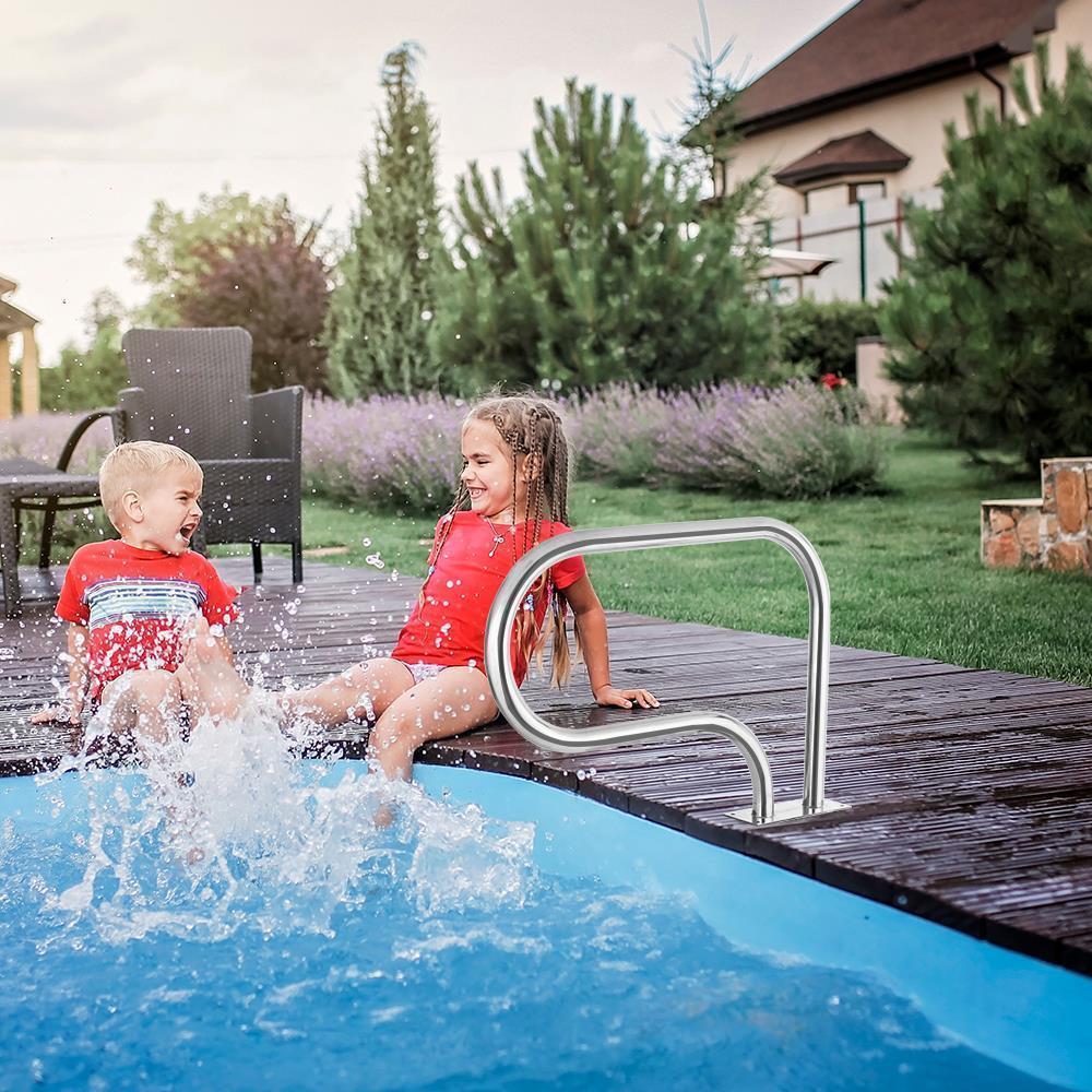 Swimming Pool Handrail Stainless Steel Hand Rail Rust-Resistant with Base Plate