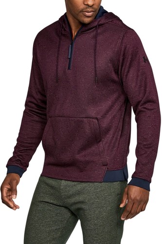 UNDER ARMOUR size 3XL MEN AF ICON 1/4 ZIP PO FLEECE TOP hoodie burgundy pullover - Picture 1 of 13