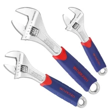 3PCS Adjustable Wrench Set CR-V Rubberized Anti-Slip Grips 6-inch 8-inch 10-inch