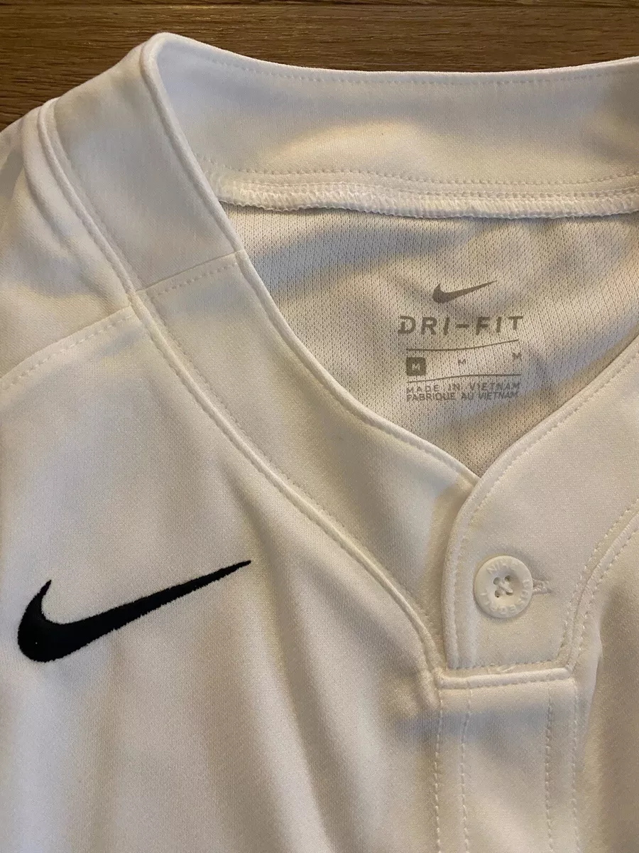 Nike Dri Fit Boys Baseball Jersey NWT White Size Medium PERFECT