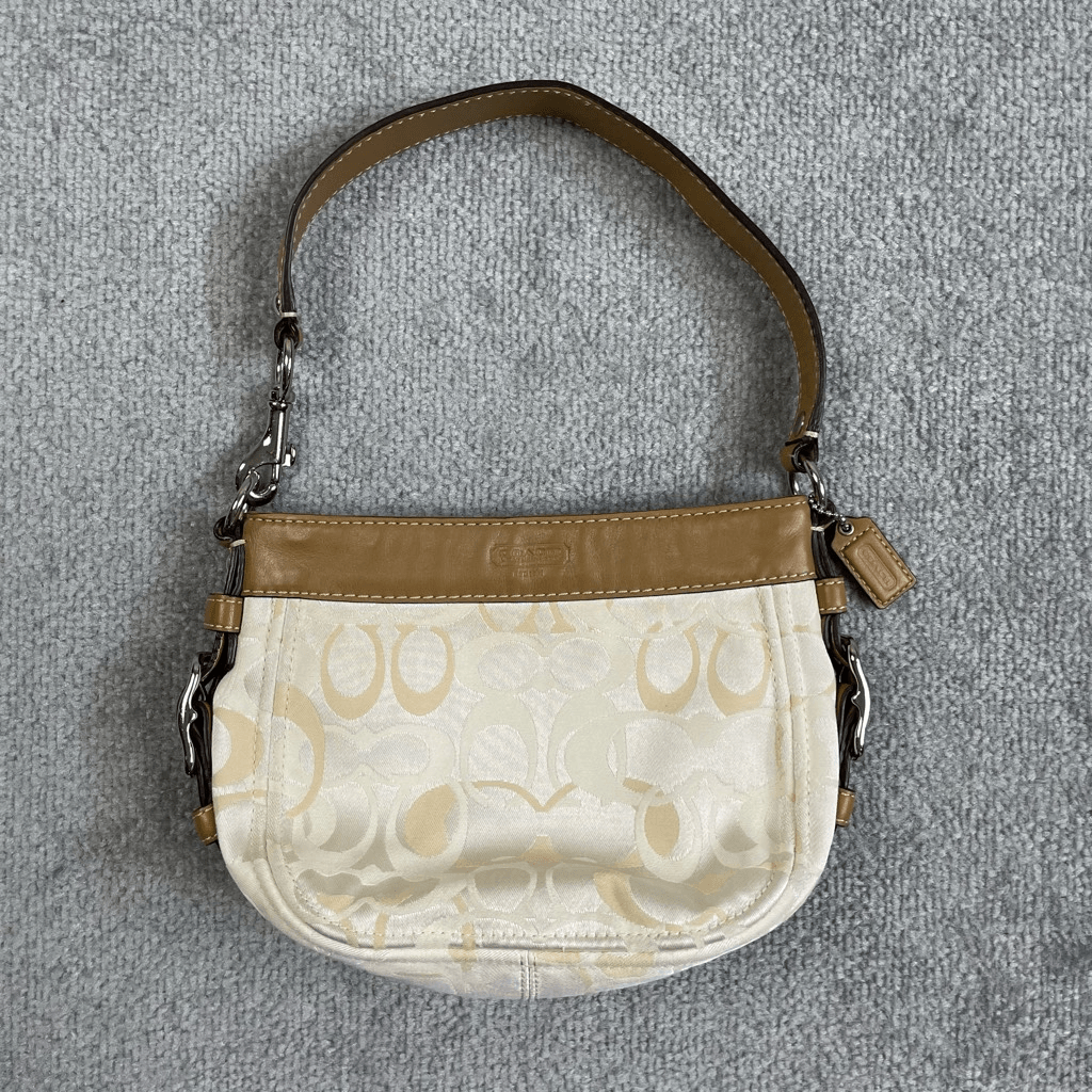 Coach Vintage Y2k Zoe Cream Signature Logo Mini Hand Bag Coach Vintage Y2k Zoe Cream Signature Logo Mini Hand Bag