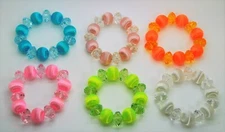 Wholesale lot Colorful unique fabric And acrylic ball style Stretch Bracelets