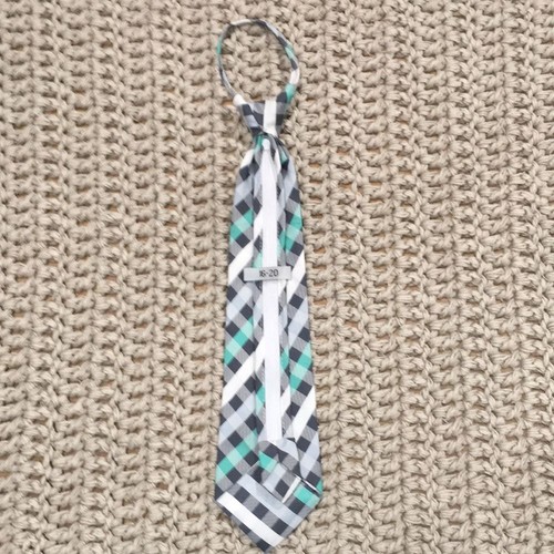 Checkered Zipper Wide Tie Boys One Size Formal Wedding Holiday Adjustable Neck - Picture 4 of 10