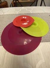 set of 3 nesting colorfull silicone food covers 11”,9”,8"