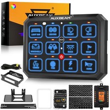 Auxbeam 12 Gang Switch Panel Blue Led Auxiliary Relay System Circuit Marine Boat