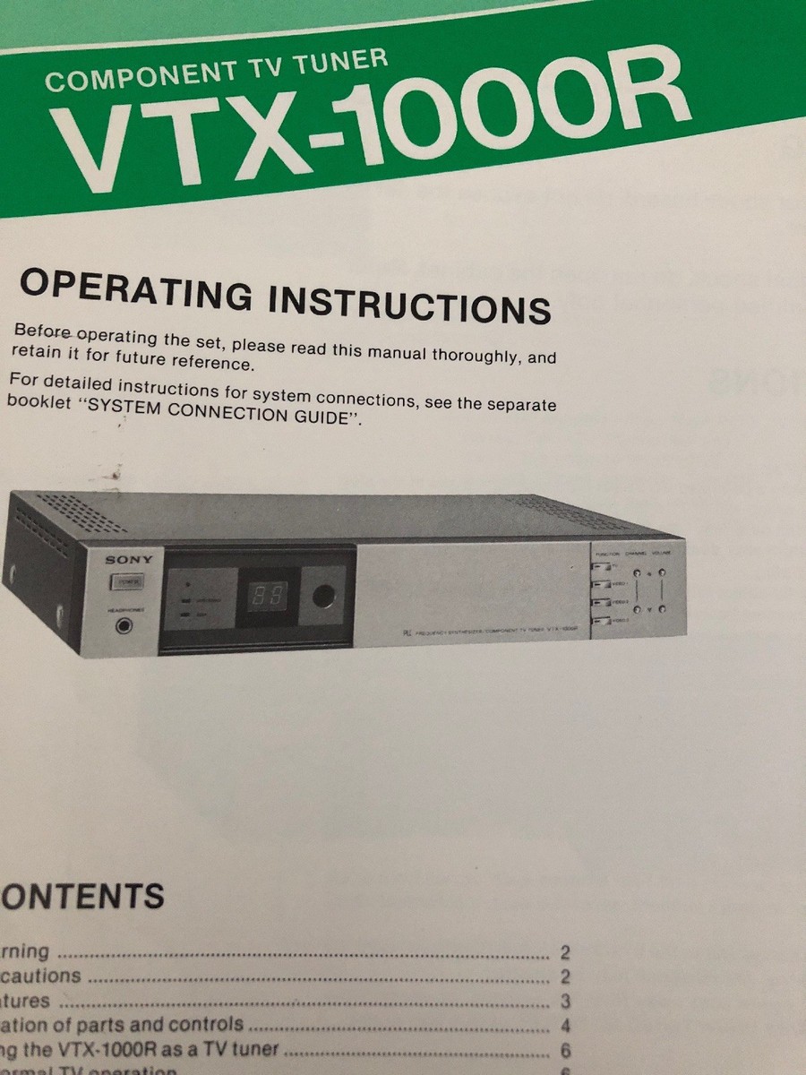 山水 Sony VTX-1000R TV Tuner Owner's Manual | eBay