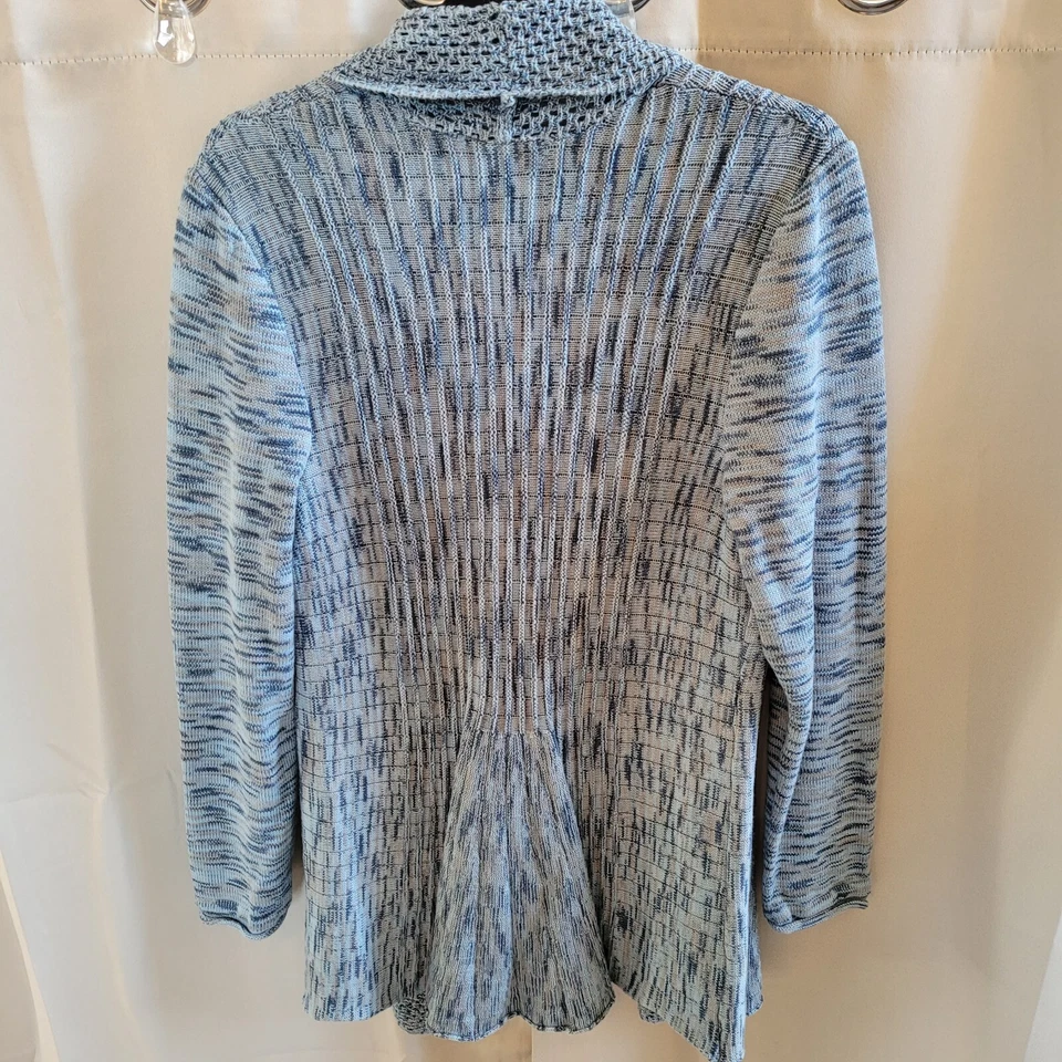 Studio Works Womens Cardigan Petite XL Blue Crochet Knit Long Boho Artsy 16042 - Image 2 of 4