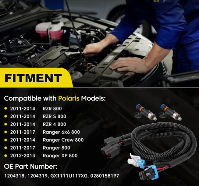 适用于 Polaris RZR S 800 / 2 燃油喷射器 带线束 EFI 2011-2014 PTO MAG 侧面 — 第 2/4 张图片