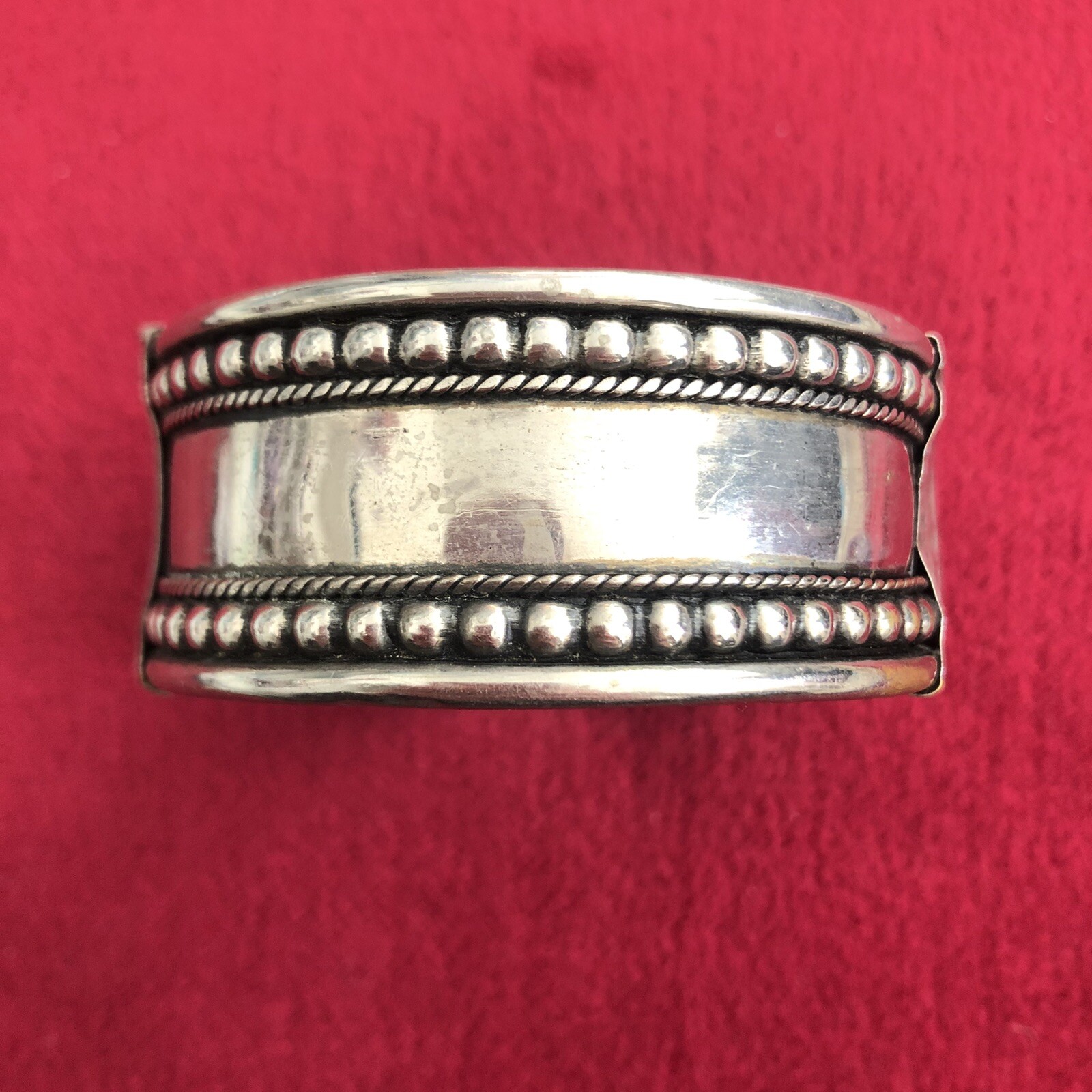Bohemian Hinged Silvertone Bangle Bracelet - image 2