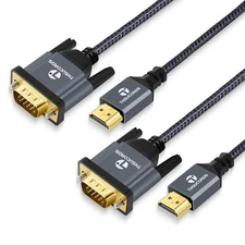 Hdmi To Vga Cable 5ft 2 Pack Gold Plated Braided Hdmi To Vga Adapter Cable male