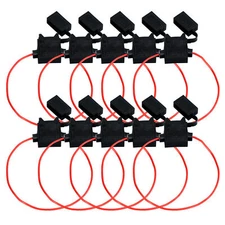 10 pack 18 gauge ATC loop fuse holder inline AWG wire copper 12 volt power blade