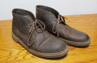 Clarks Mens Bushacre Chukka Boots Brown Oiled Leather Lace Up Ankle Shoes 10M C1