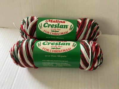 Malina Vintage Christmas Ombré Creslan Yarn, Lot Of 2