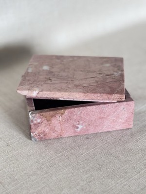 Vintage Pink Marble Postmodern Trinket Box Italian Stone Jewelry Box 5.5x4.5 