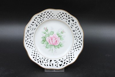 Schumann Arzberg Durchbruch Wandteller Kuchenteller Teller Blumen Goldrand Ø 19